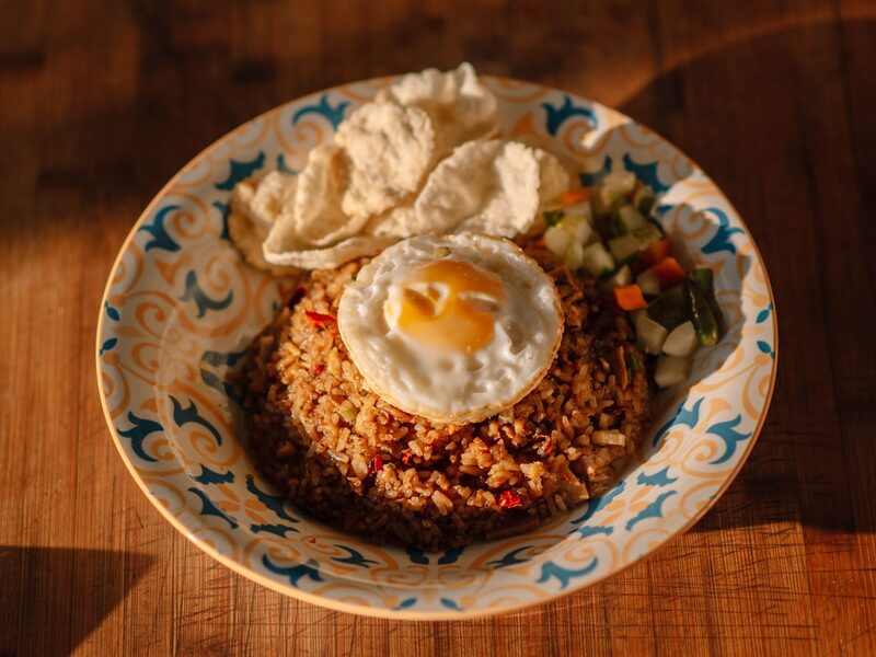 Fried rice topped with a fried egg